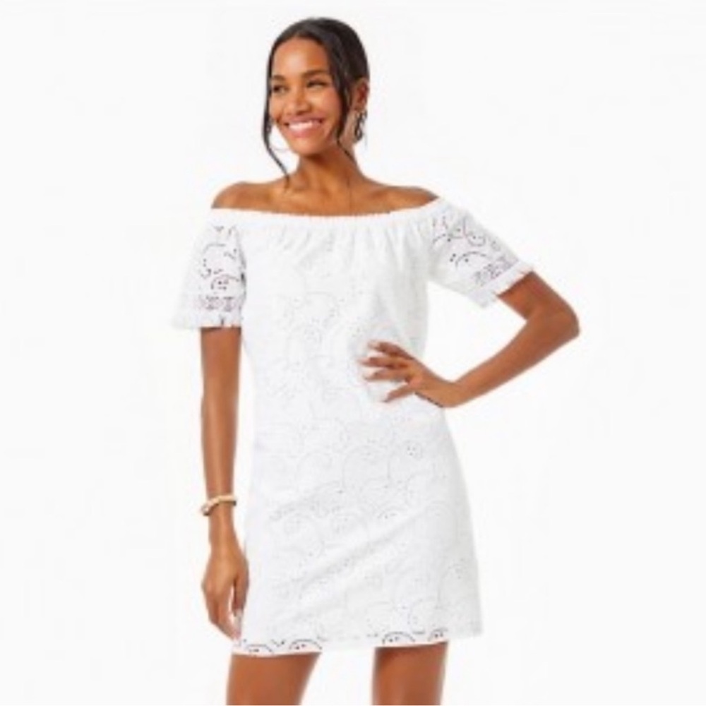 Lilly Pulitzer White Off-Shoulder Mini Dress